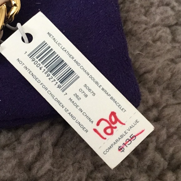 NWT Troy Burch Metallic Leather & Chain Double Wrap Bracelet- 15” With Clasp - Picture 13 of 14